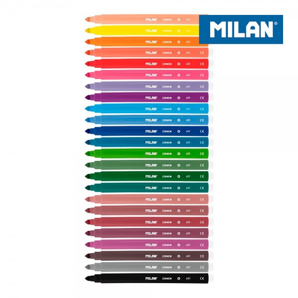 Rotuladores de colores con base agua y punta cónica ø5 mm, 24 uds, blister